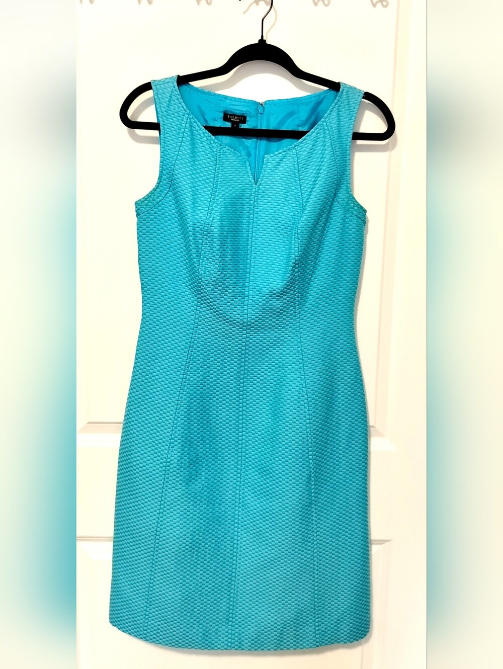 Talbots Women's 4 Cotton SilkBlend Basketweave Sheath Dress Turquoise FullyLined